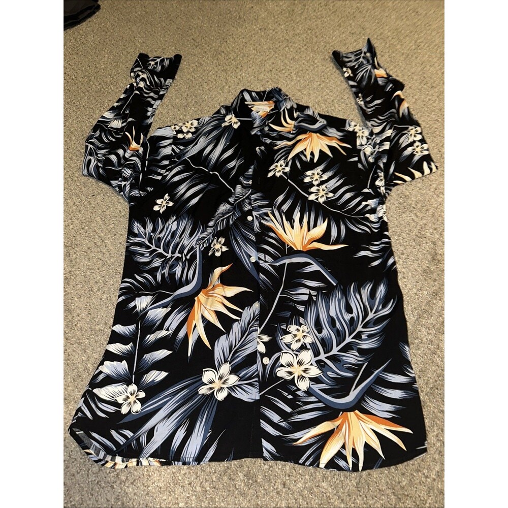 Zara Men’s Large Regular Fit Floral Print Long Sleeve Button Up Casual Shirt